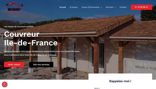 Réalisation site wordpress couvreur 77